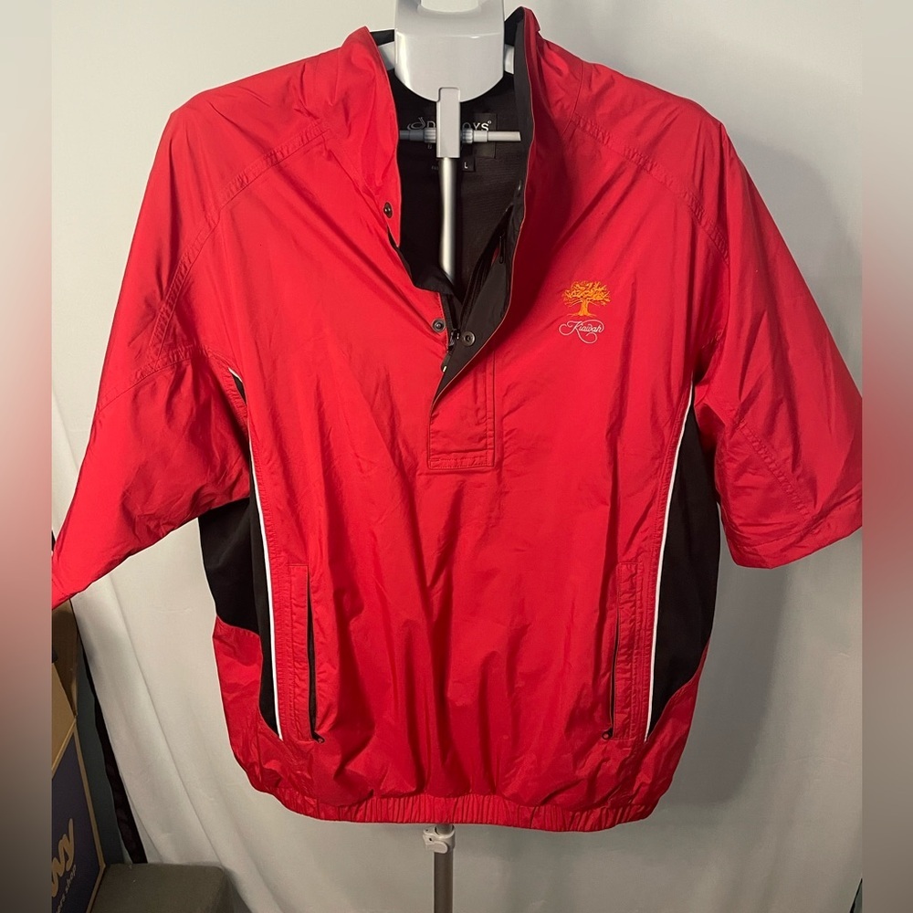 FootJoy DryJoys Golf Rain Pullover Mens Large Red Kiawah Island Short‎ Sleeve FJ